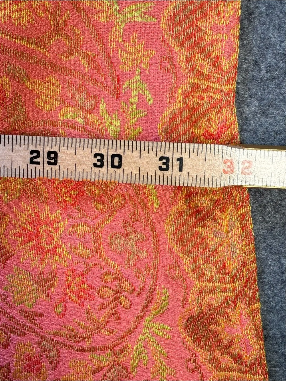 Pashmina Silk Blend Coral Pink Gold Floral Reversible Shawl Wrap Scarf
